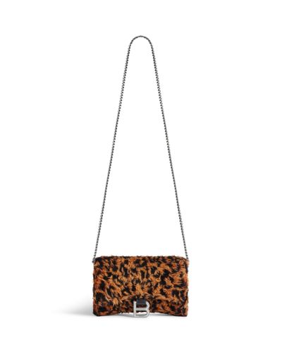 Balenciaga Hourglass ketten-brieftasche mit leopardenprint - Weiß
