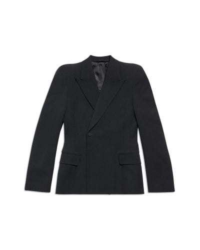 Balenciaga Round Shoulder Waisted Jacket - Black