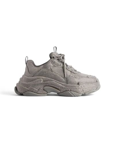 Balenciaga Triple S Rhinestone-embellished Sneakers - Gray