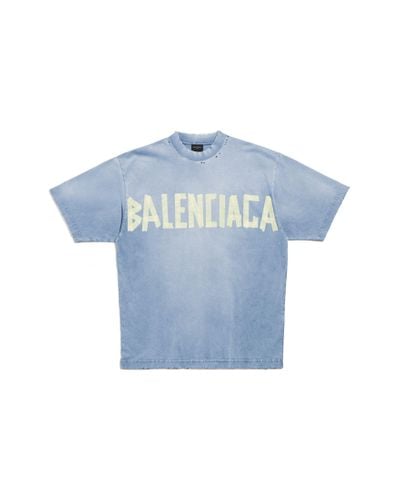 Balenciaga T-Shirt Tape Type aus Baumwoll-Jersey - Blau