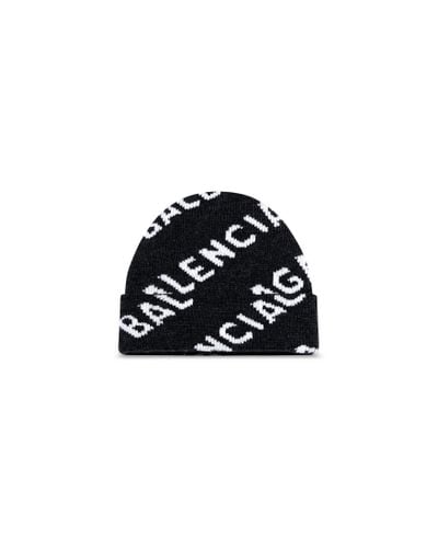 Balenciaga Virgin Wool Logo Beanie - Black