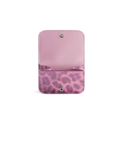 Balenciaga Le Cagole Mini Wallet With Leopard Print - Pink