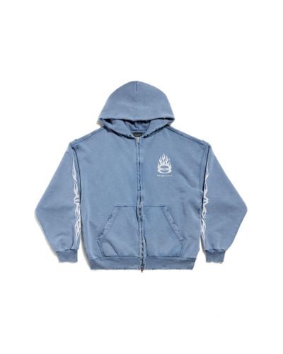 Balenciaga Burning unity hoodie medium fit mit reißverschluss - Blau