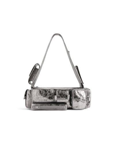 Balenciaga Borsa a tracolla superbusy xs metallizzata - Bianco