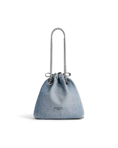 Balenciaga Crush Small Tote Bag Denim - Blue