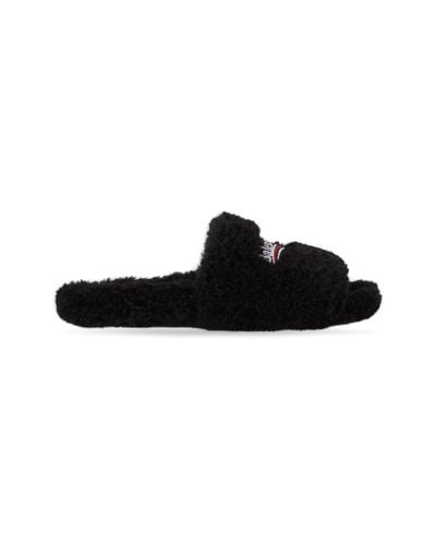 Balenciaga Furry slide sandal - Negro