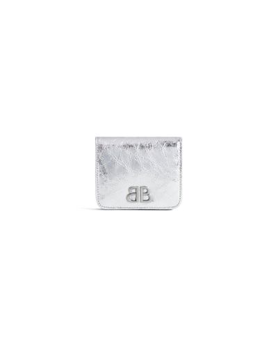 Balenciaga Monaco Flap Coin And Card Holder Metallized - White