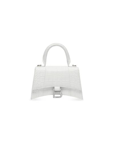 Balenciaga Hourglass Xs Top Handle Bag White