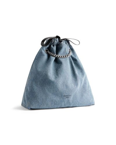 Balenciaga Crush Medium Tote Bag Denim - Blue