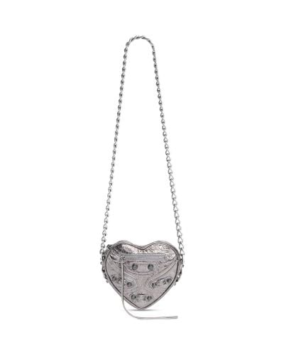 Balenciaga Borsa le cagole heart mini metallizzata - Metallizzato