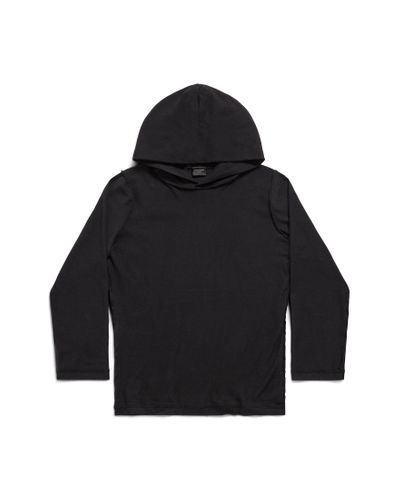 Balenciaga Inside-out Long Sleeve Hooded T-shirt Fitted - Black