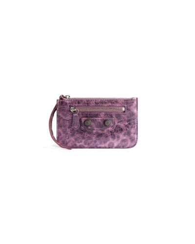 Balenciaga Le Cagole Long Coin And Card Holder With Leopard Print - Purple