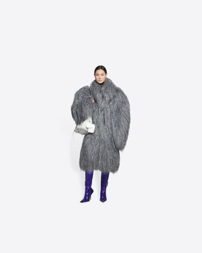 Balenciaga Boxy Fake Fur Coat - Metallic