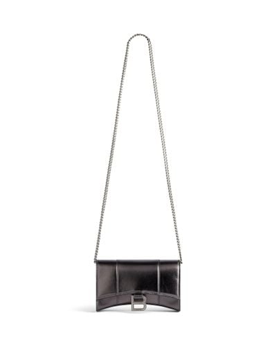 Balenciaga Hourglass brieftasche in metallic mit kette - Weiß