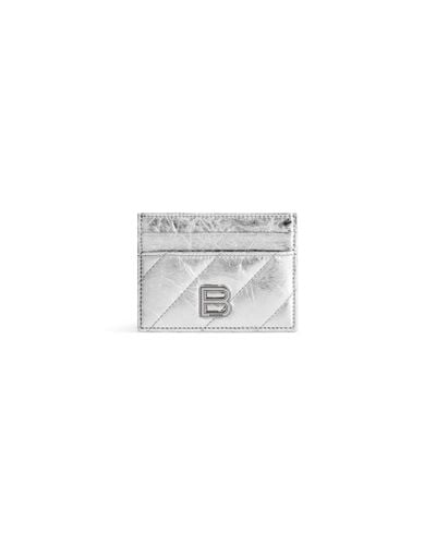 Balenciaga Crush Card Holder Metallized Quilted - White
