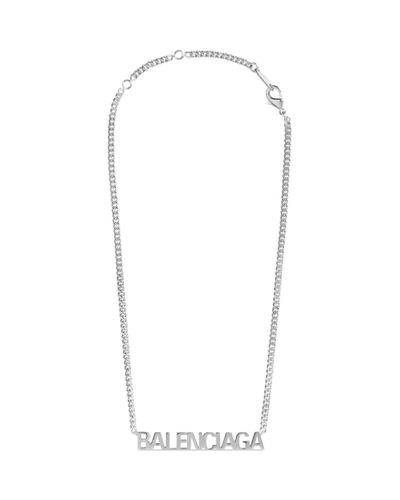 Balenciaga Typo Mirror Necklace - White