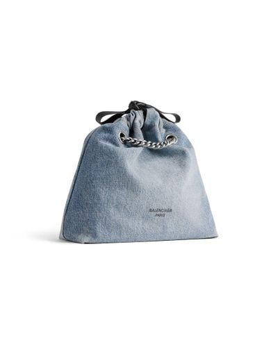 Balenciaga Crush Small Tote Bag Denim - Blue