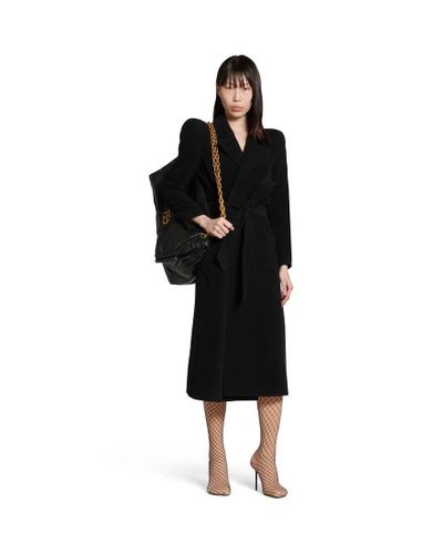 Balenciaga Round Shoulder Fitted Coat - Black
