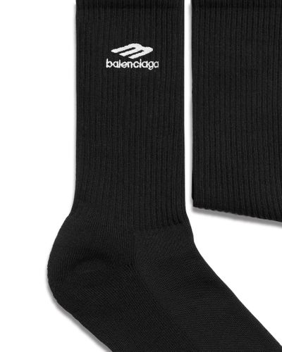 Balenciaga 3b Sports Icon Ribbed-knit Socks - Black