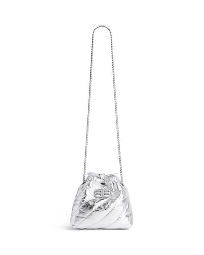 Balenciaga Crush Xs Tote Bag Metallized Quilted - White