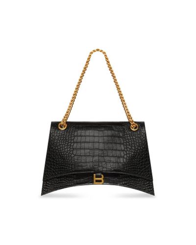Balenciaga Crush Medium Chain Bag Crocodile Embossed Black | Lyst