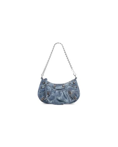 Balenciaga Le Cagole Mini Denim Shoulder Bag - Blue