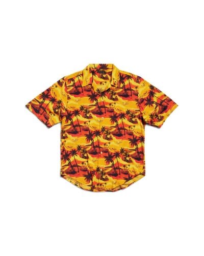 Balenciaga Camisa de manga corta minimal hawaiian car large fit - Naranja