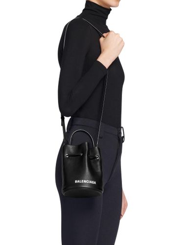 Balenciaga Everyday Xs Drawstring Bucket Bag - Black