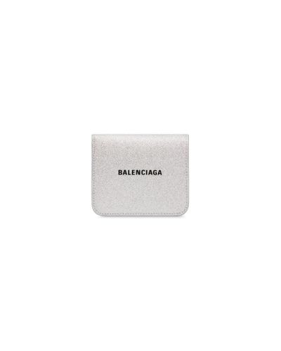 Balenciaga Cash Flap Coin And Card Holder Sparkling Fabric - White