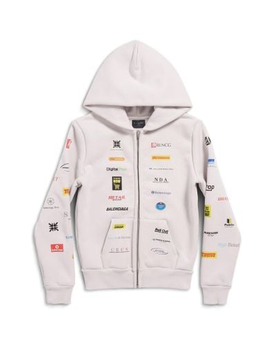 Balenciaga Business English Zip-up Hoodie Small Fit - White