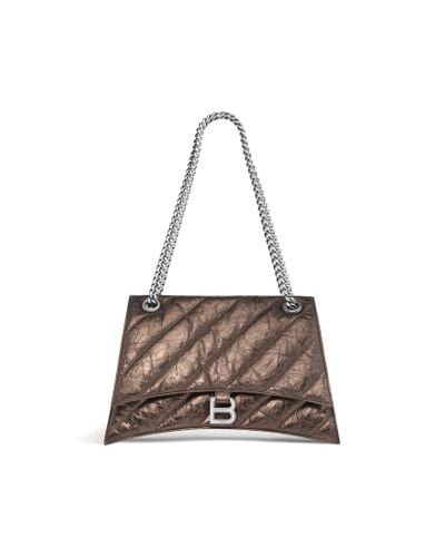 Balenciaga Crush Medium Chain Bag Metallized Quilted - Brown