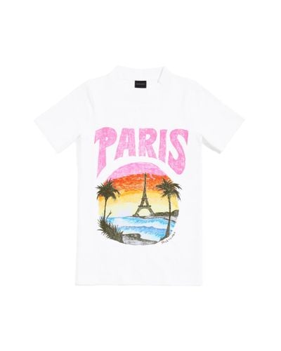 Balenciaga Camiseta paris tropical ajustada - Blanco