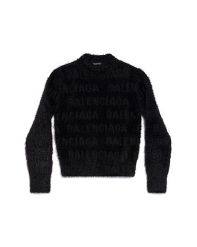 Balenciaga Bal horizontal allover furry fitted pullover - Schwarz