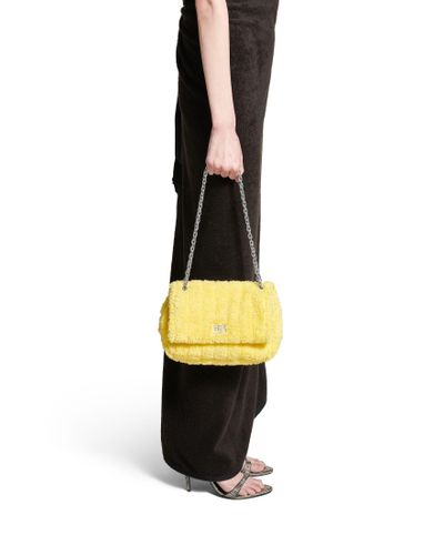 Balenciaga Monaco Mini Bag Quilted Towel Fabric - Black
