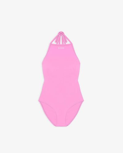 Balenciaga Logo One-piece Swimsuit - Pink