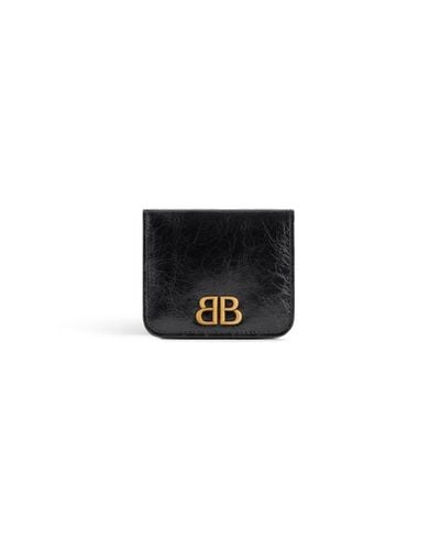 Balenciaga Monaco Flap Coin And Card Holder - Black