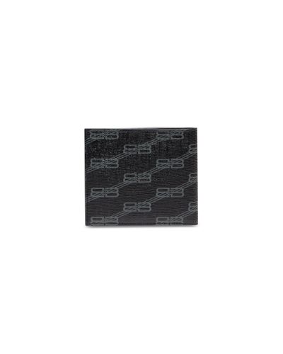 Balenciaga Signature Square Folded Wallet Bb Monogram Coated Canvas - Black