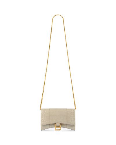 Balenciaga Hourglass brieftasche mit kette krokodilprägung - Mettallic