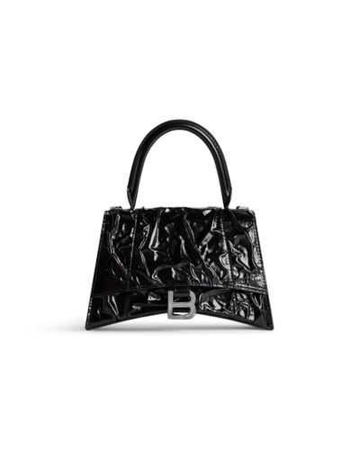 Balenciaga Hourglass Small Handbag Crushed Effect - Black