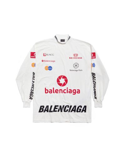 Balenciaga T-shirt a maniche lunghe top league oversize - Bianco