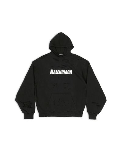 Balenciaga Caps Destroyed Hoodie - Black