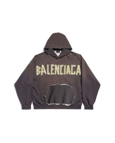 Balenciaga Hoodie ripped pocket tape type large fit - Marrone
