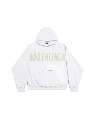 Balenciaga Tape type ripped pocket hoodie large fit - Weiß