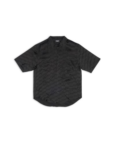 Balenciaga Bb Monogram Minimal Short Sleeve Shirt - Black