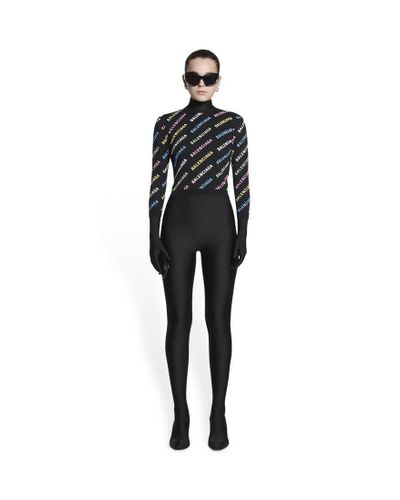 Balenciaga Mini Allover Logo Crop Long Sleeve Sweater - Black