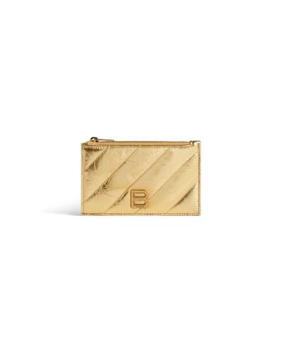 Balenciaga Crush Long Coin And Card Holder Metallized Quilted - Natural
