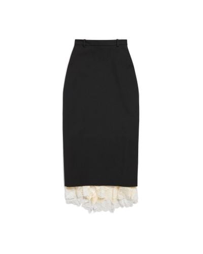 Balenciaga Lingerie Lace-trim Wool Skirt - Black