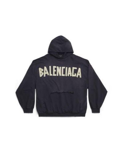 Balenciaga Tape type ripped pocket hoodie oversized - Blau