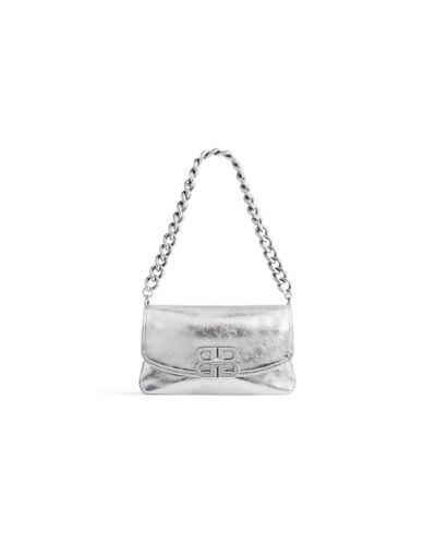 Balenciaga Bb Soft Small Flap Bag Metallized - White
