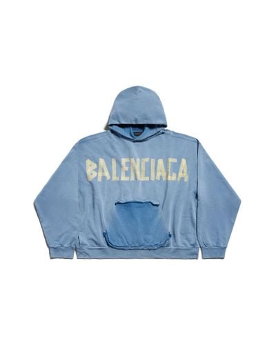 Balenciaga Tape Type Ripped Pocket Hoodie Large Fit - Blue